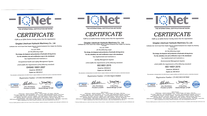 LKC hydraulic has passed the IQNet three system certification